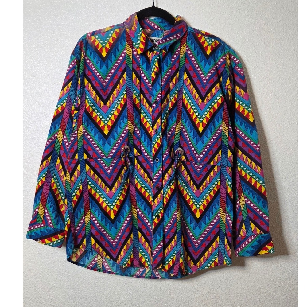 VTG Wrangler Button Up S/M Southwestern Print Shirt Western‎ Dopamine Dressing